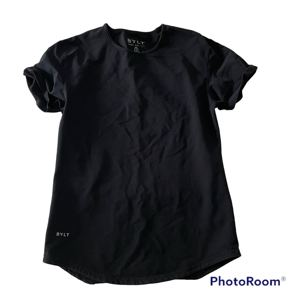 BYLT Mens Shirt Black Size S Drop Cut LUX Short Sleeve Casual Top Basics
